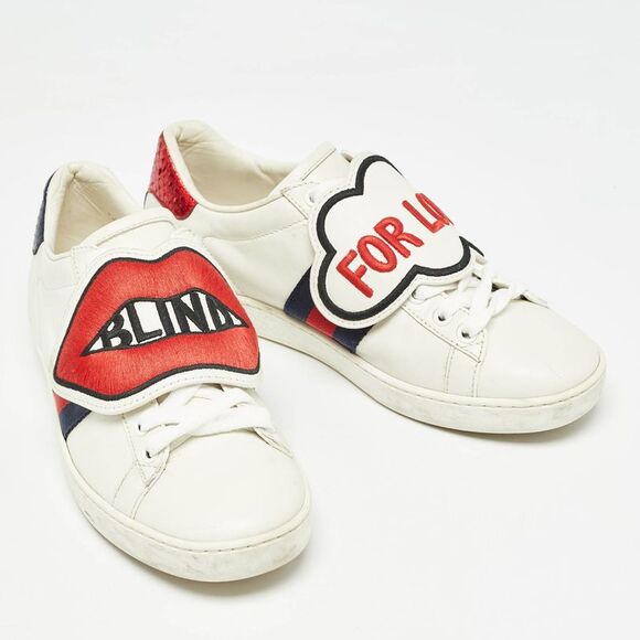 Gucci White/Red Leather Love Ace Sneakers Size 36 - Picture 4 of 4
